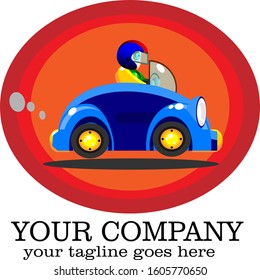 car logo design with concept  vehicle icon on red background. Vector illustration.