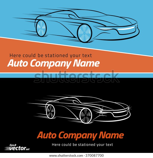  Car logo design. Car in the form of\
lines of silhouette, in movement. eps\
8