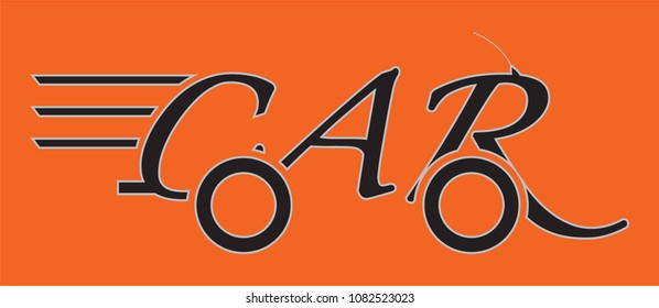 A 'Car' logo design isolated on an orange background