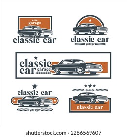 car logo design. car retor design logo. classic car garage logo design black orange. nice design