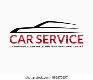 Car logo design template. Abstract automobile silhouette isolated on white background. Vector illustration