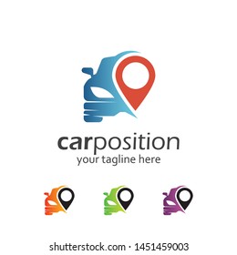 Car logo design template.car with location symbol.