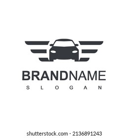 Plantilla De Diseño De Logotipo De Coche, Equipo De Carrera De Coches Con Símbolo De Ala