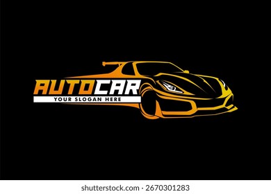 Emblema del logotipo del coche Líneas abstractas Diseño de Ilustración vectorial Silueta Sport Car Business Marca de identidad Empresa Garaje moderno
