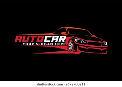 Emblema del logotipo del coche Líneas abstractas Diseño de Ilustración vectorial Silueta Sport Car Business Marca de identidad Empresa Garaje moderno