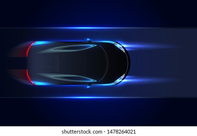 Car Logo. High Speed Black Sports Car - Futuristic Concept. Grunge Overlay. Vector illustration