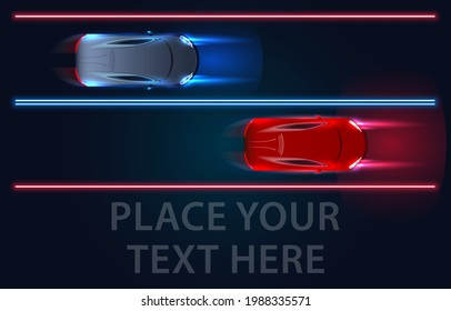 Car Logo. High Speed Sport Car - Futuristic Concept. Autonomous smart cars goes on the road. Vector illustration
