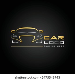 Icono de la ilustración del logotipo del coche con texto editable en Vector 