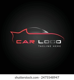Icono de la ilustración del logotipo del coche con texto editable en Vector 