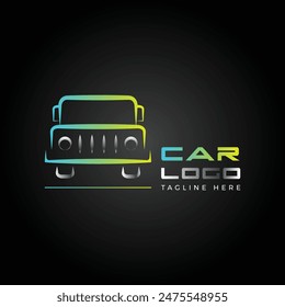 car logo illustration icon with editable wording in vector 