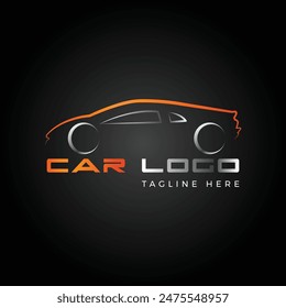 car logo illustration icon with editable wording in vector 