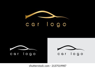 Car logo and lightning icon is gold on black background and several other color options. Suitable for sports car logos, car repair shops, and car wash