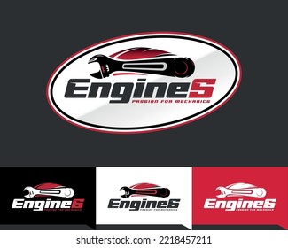 Car Logo Mechanic Tool Template Black and Red with Variations