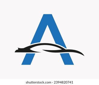 Car Logo On Letter A, Car and Alphabet Combination