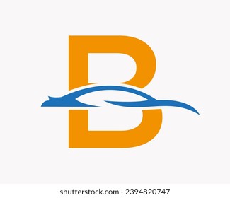 Car Logo On Letter B, Car and Alphabet Combination