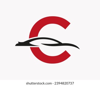 Car Logo On Letter C, Car and Alphabet Combination