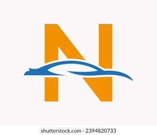 Car Logo On Letter N, Car and Alphabet Combination