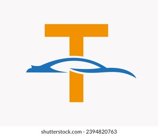 Car Logo On Letter T, Car and Alphabet Combination