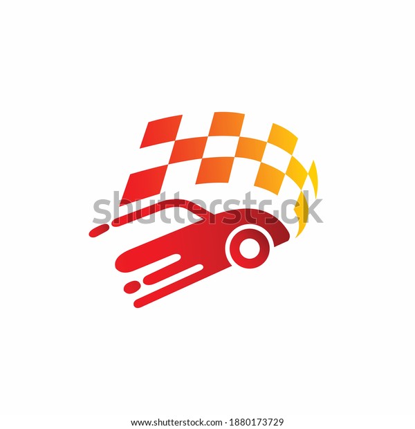 Car Logo Racing Flag Sign Stock Vector (Royalty Free) 1880173729