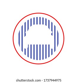 logotipo del coche con círculo rojo, franjas azules aisladas en blanco. Logotipo, diseño de iconos para coches de reparación, espectáculo de automóviles, salón de automóviles, web, aplicación