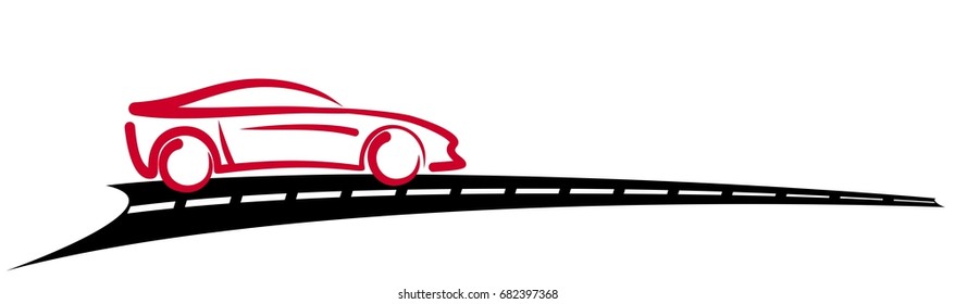 Car Logo with road. 