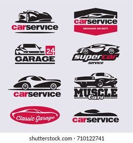 car logo, car service labels, garage