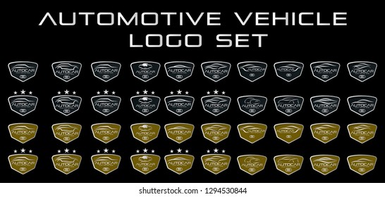 Car logo SET in simple line graphic design template vector - Vector