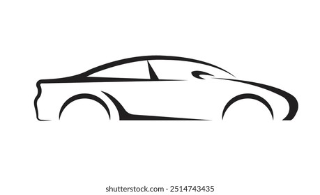 Silueta del logotipo del coche minimalista. Concepto de logotipo de coche. Icono del transporte del coche. Concesionario de automóviles y automóviles