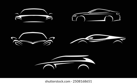 Car logo silhouette. Motor vehicle dealership emblems. Autocar logo concept. Car icon. Automobile and car dealer. Vector illustration