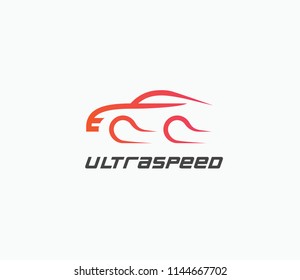Car logo in simple line graphic design template vector