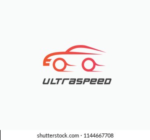 Car logo in simple line graphic design template vector