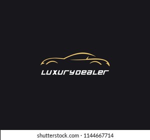 Car logo in simple line graphic design template vector