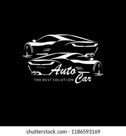 Car logo in simple line graphic design template vector