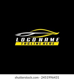 Car logo in simple line graphic design template vector