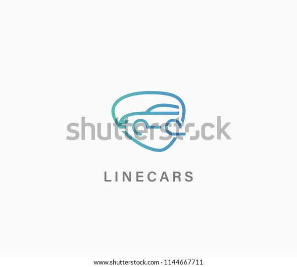 Car\
logo in simple line graphic design template\
vector