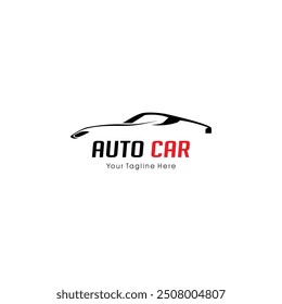 Logotipo del coche, logotipo del deporte del coche, diseño auto del logotipo del coche con la silueta del icono del vehículo de los deportes del concepto