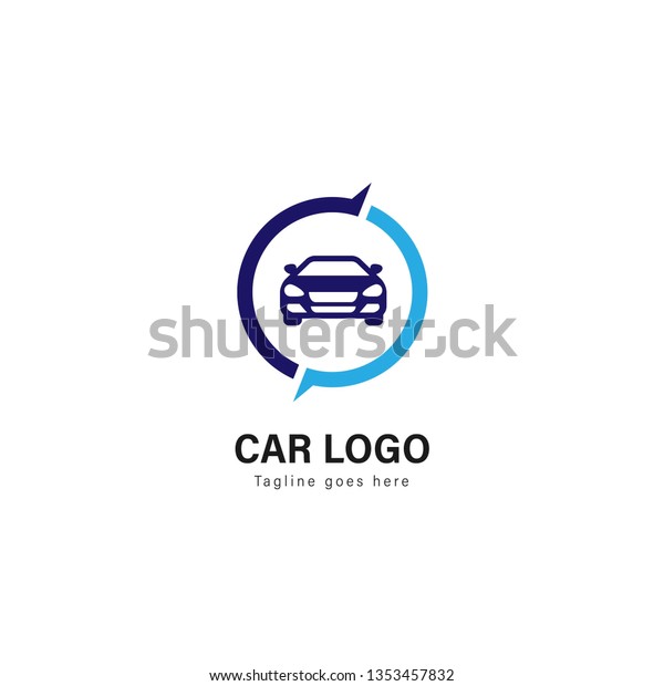 Car logo template design. Car logo with modern\
frame isolated on white\
background