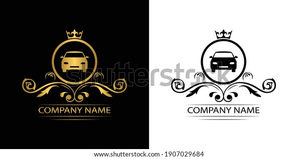 car logo template luxury royal vector company \
decorative emblem with crown \
