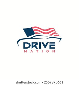 Car Logo with USA Flag Vector Design – Patriotic Automotive Branding