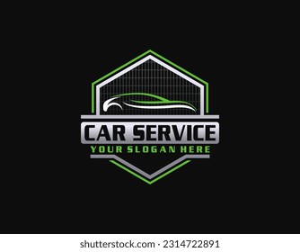 Vektorgrafik-Logo für Autos, Auto-Logo-Design mit Konzept-Symbol für Sportfahrzeuge Silhouette