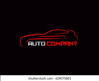 Red Car Logo Template Black Background Stock Vector (Royalty Free ...