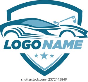 A car logo with a wash that is suitable for a car wash logo business.