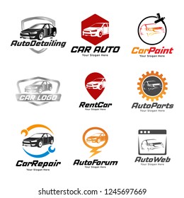 car logos and icons set, isolated car labels