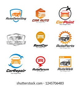 car logos and icons set, isolated car labels
