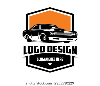 car logos plymouth roadrunner 1970 silhouette design vector. isolated white background shown from the side. best for badge, emblem, icon, sticker design. available in eps 10