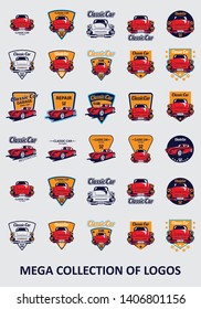 Car logos. Set of 30 car badges for your business. Modern design templates for automotive