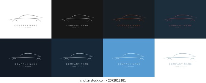 Car logos set. Automobile transport. Car company or business. Vector illustration