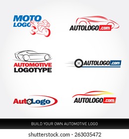 Logotipos de automóviles - servicio y reparación de automóviles, conjunto vectorial. Logo del coche.