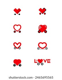 Car love heart logo elements