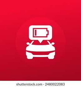Fahrzeug mit niedrigem Batteriesymbol, Vektorgrafik-Piktogramm